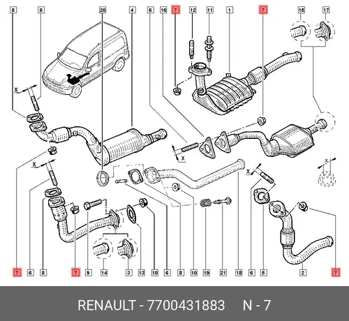 ПРОКЛАДКА ВЫХЛ ТРУБЫ (МЕТ) 77.00.431.883 RENAULT