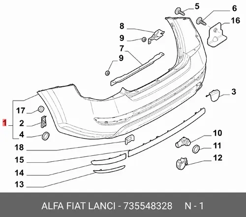 ЗАДНИЙ БАМПЕР 735548328 FIAT