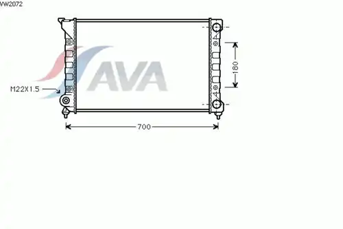 Радиатор системы охлаждения двигателя AVA VW2072
