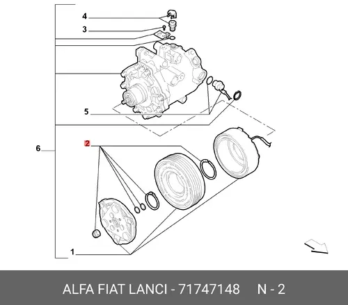 КОМПЛЕКТ КОМПРЕССОРА 71747148 FIAT