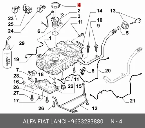 СТОПОРНОЕ КОЛЬЦО 9633283880 FIAT