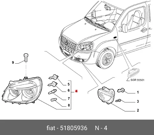 Фара FIAT 51805936
