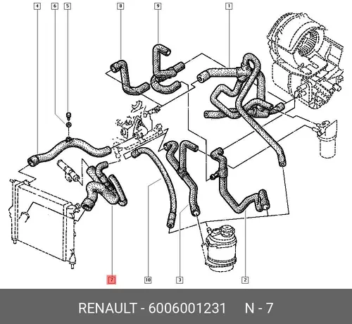 патрубок радиатора Ren 6006001231 RENAULT