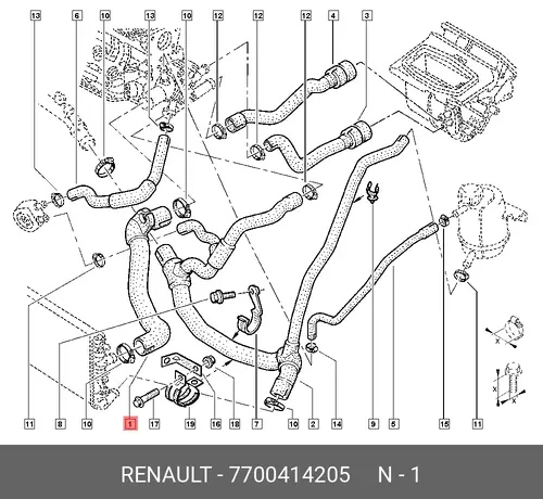 патрубок радиатора Ren 7700414205 RENAULT