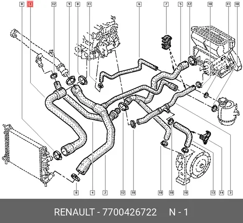 патрубок радиатора Ren 7700426722 RENAULT