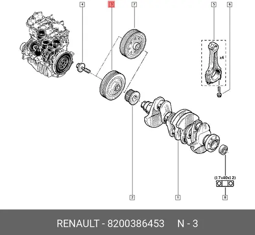 Шкив коленвала RENAULT 8200386453