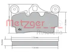 Тормозные колодки дисковые METZGER 1170191