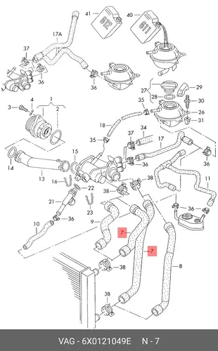 патрубок радиатора VW 6X0121049E VAG