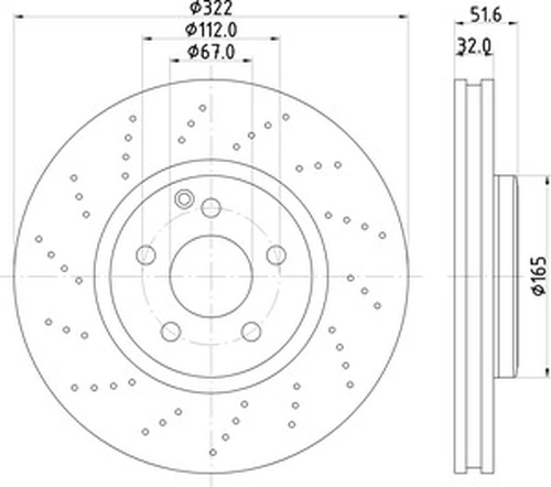 Тормозной диск MINTEX MDC2705 вентилируемый, перфорированный ,