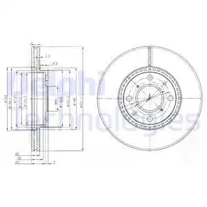 Тормозной диск DELPHI BG4049C вентилируемый , передняя ось