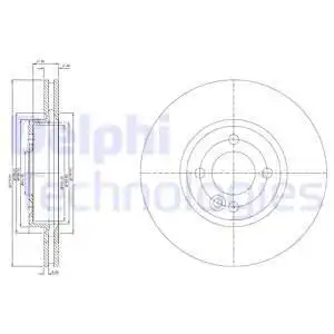 Тормозной диск DELPHI BG3661C вентилируемый , передняя ось