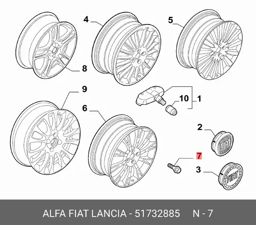 Болт колесный 51732885 LANCIA