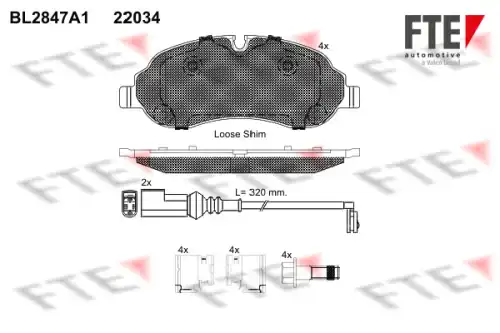 Тормозные колодки дисковые FTE BL2847A1