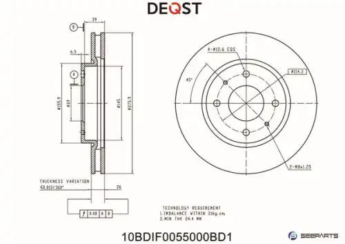 Тормозной диск DEQST 10BDIF0055000
