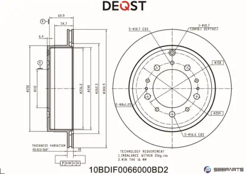 Тормозной диск DEQST 10BDIF0066000