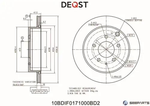 Тормозной диск DEQST 10BDIF0171000