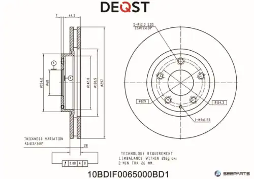 Тормозной диск DEQST 10BDIF0065000