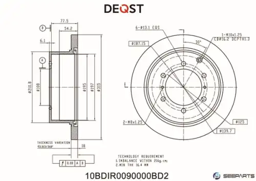 Тормозной диск DEQST 10BDIR0090000