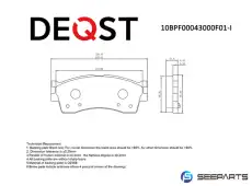 Тормозные колодки дисковые DEQST 10BPF00043000