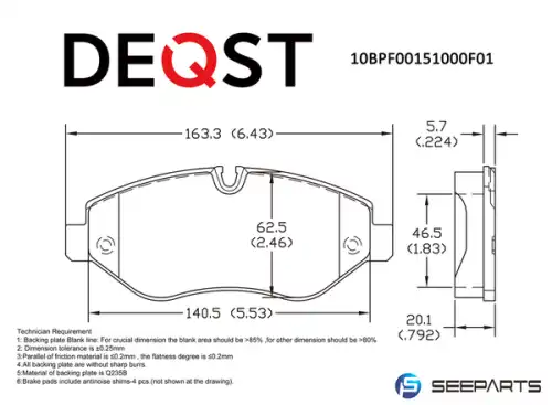 Суппорт тормозной DEQST 10BPF00151000