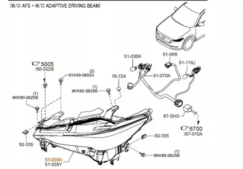 Фара MAZDA KB8P51041G