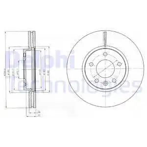 Тормозной диск DELPHI BG4278C вентилируемый , передняя ось