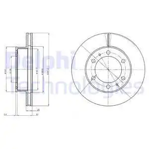 Тормозной диск DELPHI BG4211C вентилируемый , передняя ось