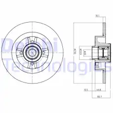 Тормозной диск DELPHI BG9056C вентилируемый , передняя ось