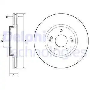 Тормозной диск DELPHI BG4809C вентилируемый , передняя ось