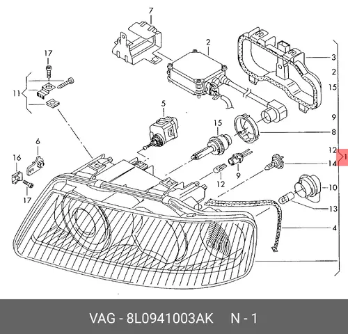 Фара VAG 8L0 941 003 AK