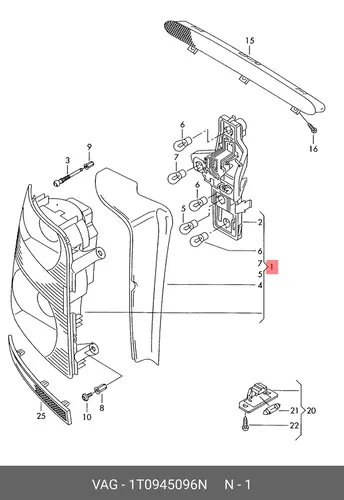 Фонарь задний VAG 1T0 945 096 N