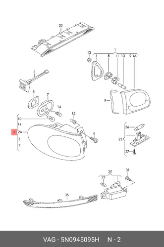 Фонарь задний VAG 5N0 945 095 H