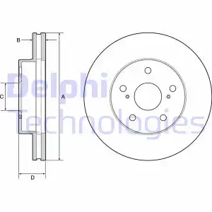Тормозной диск DELPHI BG4926C вентилируемый , передняя ось