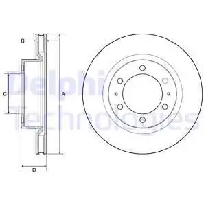 Тормозной диск DELPHI BG4925C вентилируемый , передняя ось