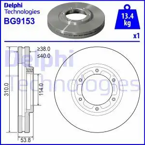 Тормозной диск DELPHI BG9153 вентилируемый ,
