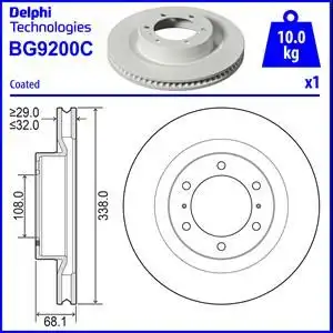 Тормозной диск DELPHI BG9200C вентилируемый ,