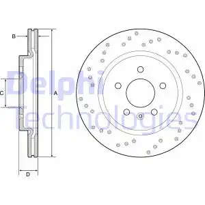 Тормозной диск DELPHI BG4923C вентилируемый , задняя ось