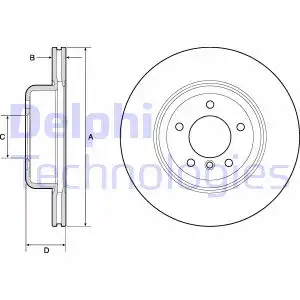 Тормозной диск DELPHI BG9162C вентилируемый , передняя ось