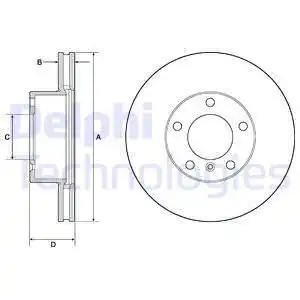 Тормозной диск DELPHI BG9145C вентилируемый , передняя ось
