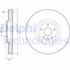 Тормозной диск DELPHI BG9177C вентилируемый , передняя ось