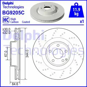 Тормозной диск DELPHI BG9205C вентилируемый ,