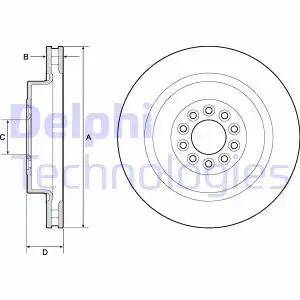 Тормозной диск DELPHI BG9182C вентилируемый , передняя ось