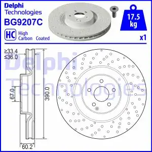 Тормозной диск DELPHI BG9207C вентилируемый ,