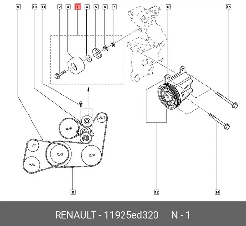 Ролик натяжителя 11925ED320 RENAULT