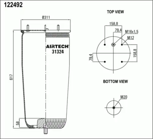 Пневмоподушка AIRTECH 31324P