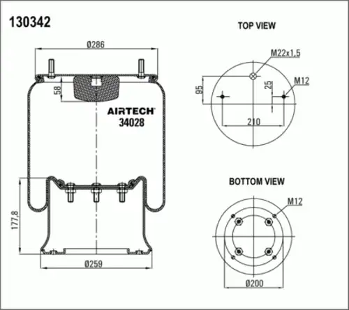 Пневмоподушка AIRTECH 34028K