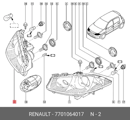 Фара RENAULT 7701064017