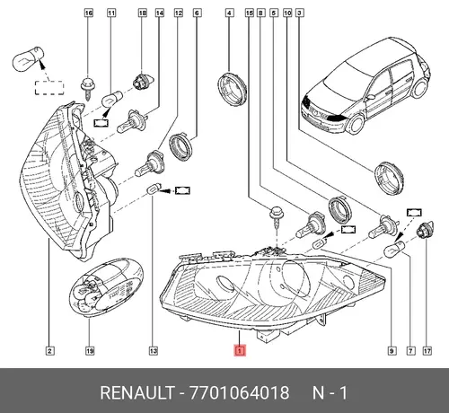 Фара RENAULT 7701064018