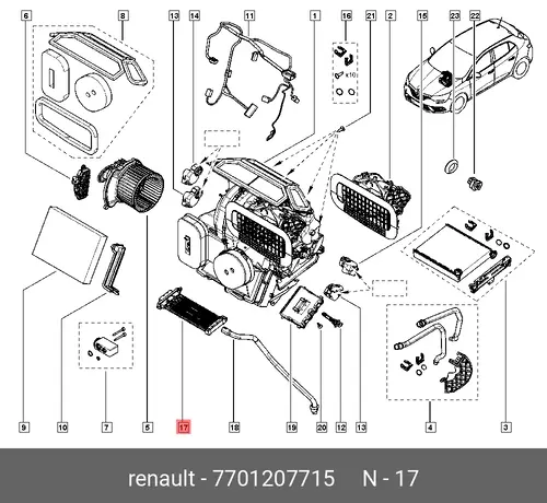 Радиатор печки RENAULT 7701207715