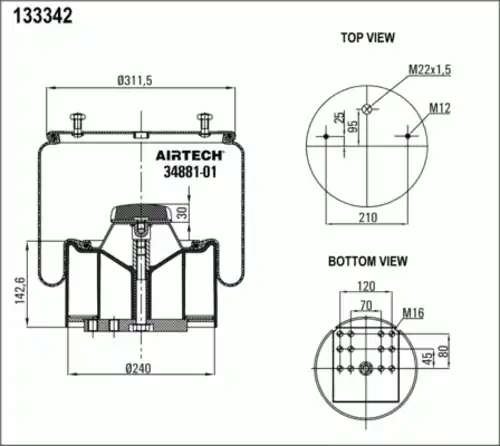 Пневмоподушка AIRTECH 34881-01KPP